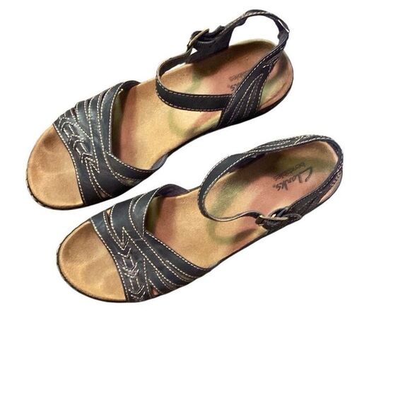 Clarks Bendables Women’s Navy Blue Size 10 N Sandals BoHo - Picture 4 of 5